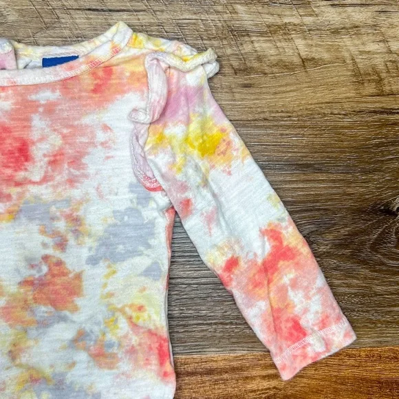Old Navy Baby Girls Long Sleeve Ruffle Trim Tie Dye Bodysuit, Size 3-6M - Picture 3 of 10